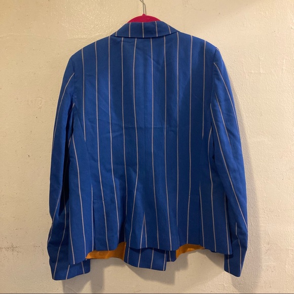 Dal 1926 Davide Cenci Blue White Striped Italian Double Breasted Blazer 42 12 - Picture 4 of 6